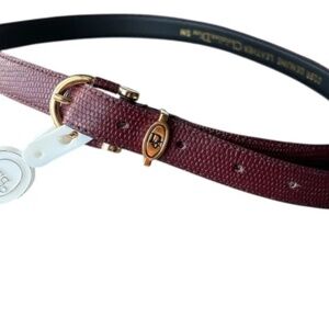 Christian Dior Burgundy Leather Logo Belt | Gold Buckle | New With Tags